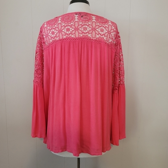 LANE BRYANT PEACH MESH TUNIC BLOUSE SIZE 16 - Picture 3 of 5